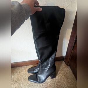 Zara Over The Knee Black 4" Heeled Classic Boots Size 9